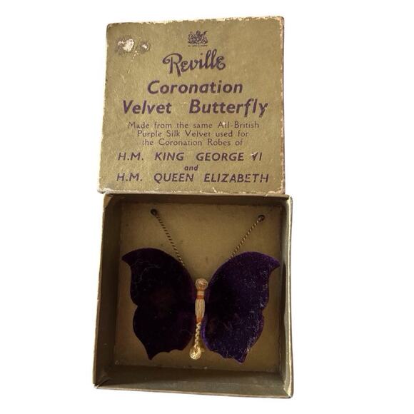 Jewelry - Reville Coronation Velvet Butterfly Brooch from coronation of George VI 1936